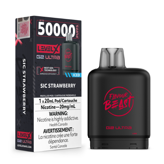 Flavour Beast Level X G2 Ultra 50K Puffs Pods - Sic Strawberry Iced