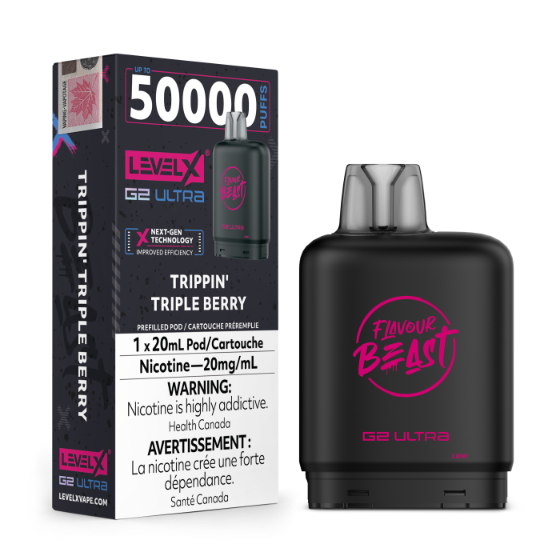 Flavour Beast Level X G2 Ultra 50K Puffs Pods - Trippin Triple Berry