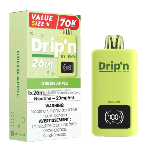 Drip'n 26mL Value Size 70K Puffs - Green Apple