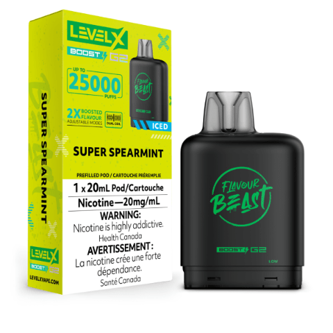 Flavour Beast Level X Boost G2 25000 25K Pods - Super Spearmint