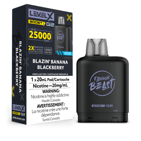Flavour Beast Level X Boost G2 25000 25K  Pods - Blazin Banana Blackberry