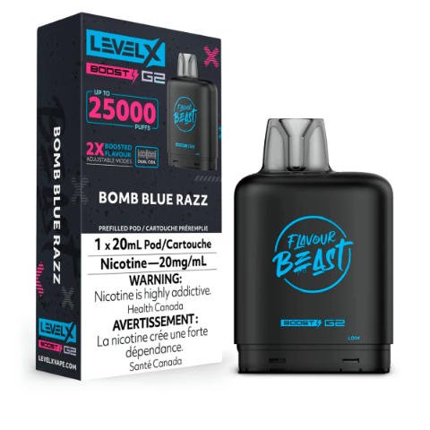 Flavour Beast Level X Boost G2 25000 25K Pods - Bomb Blue Razz