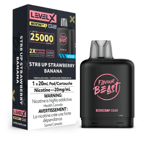 Flavour Beast Level X Boost G2 25000 25K Pods - Str8 UP Strawberry Banana