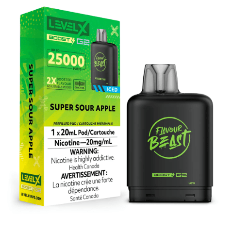 Flavour Beast Level X Boost G2 25000 25K Pods - Super Sour Apple