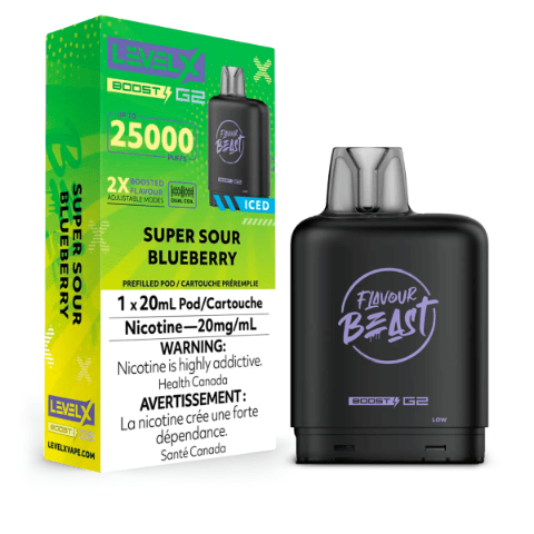 Flavour Beast Level X Boost G2 25000 25K Pods - Super Sour Blueberry