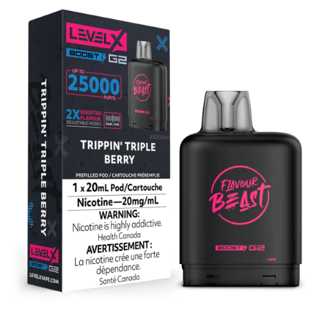 Flavour Beast Level X Boost G2 25000 25K Pods - Trippin Triple Berry