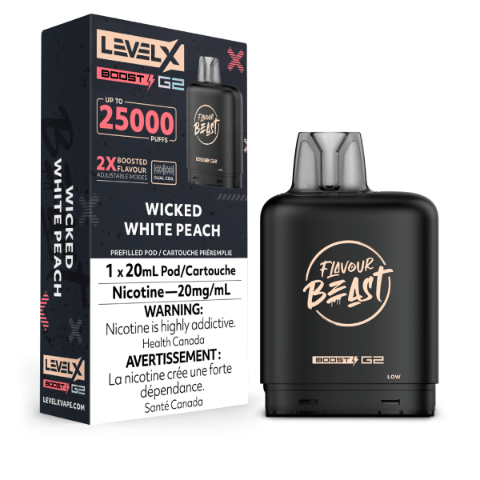 Flavour Beast Level X Boost G2 25000 25K Pods - Wicked White Peach